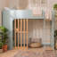 Lit mezzanine avec tablettes, lit mezzanine en bois avec échelle et tablettes de rangement-133671825-133671826