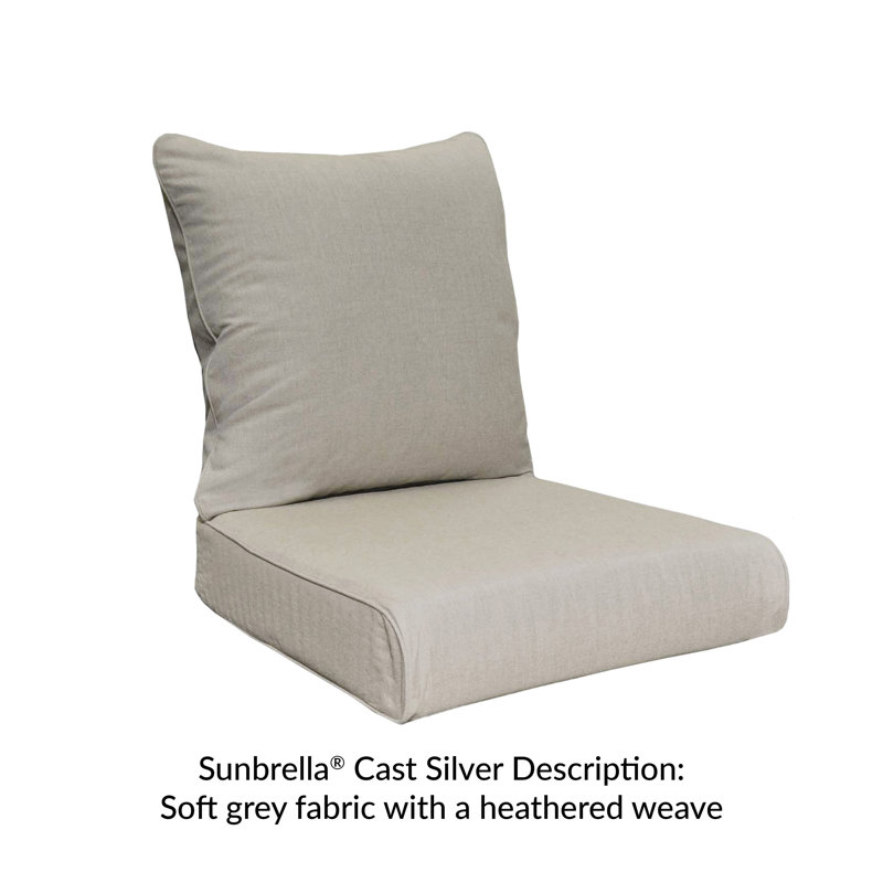 Sunbrella® Premium Outdoor Deep Seating Cushion, Cast Silver