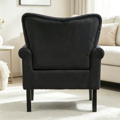 Fauteuil à oreilles Mid-Century moderne avec pieds robustes en bois