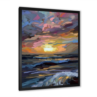 «Coastal Cloudy Sunset Contemplation Wild Waves», reproduction sur toile