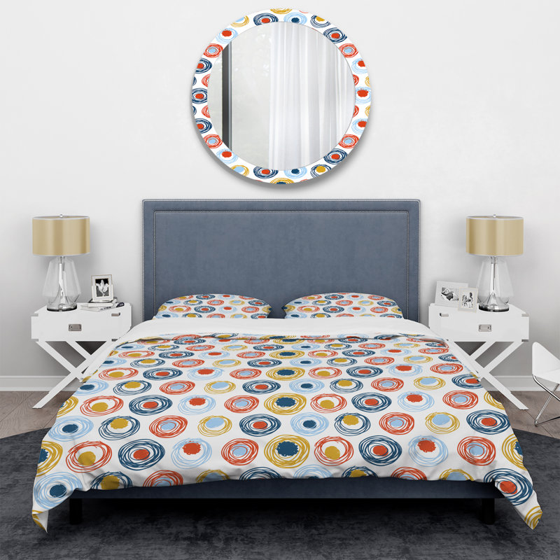 Ensemble de housse de couette en microfibre jaune / bleu / rouge 3 pièces, Housse de couette simple + 1 taie décorative stan