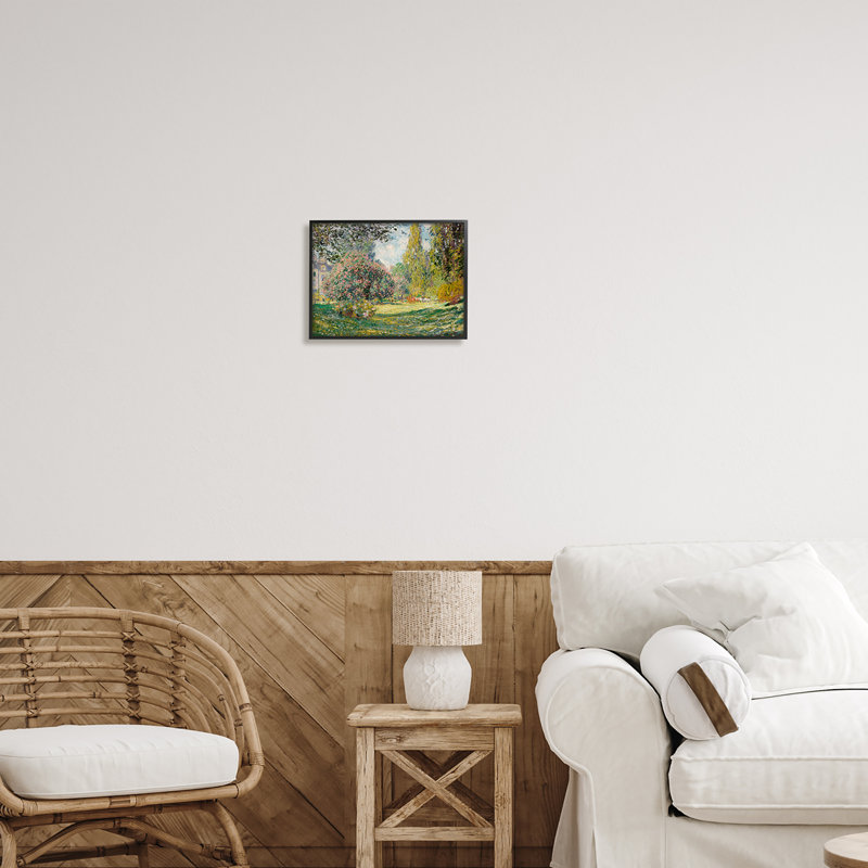 Jardin de fleurs impressionniste, Giclée encadrée noir minuit, H 11 po x l 14 po x P 1,5 po