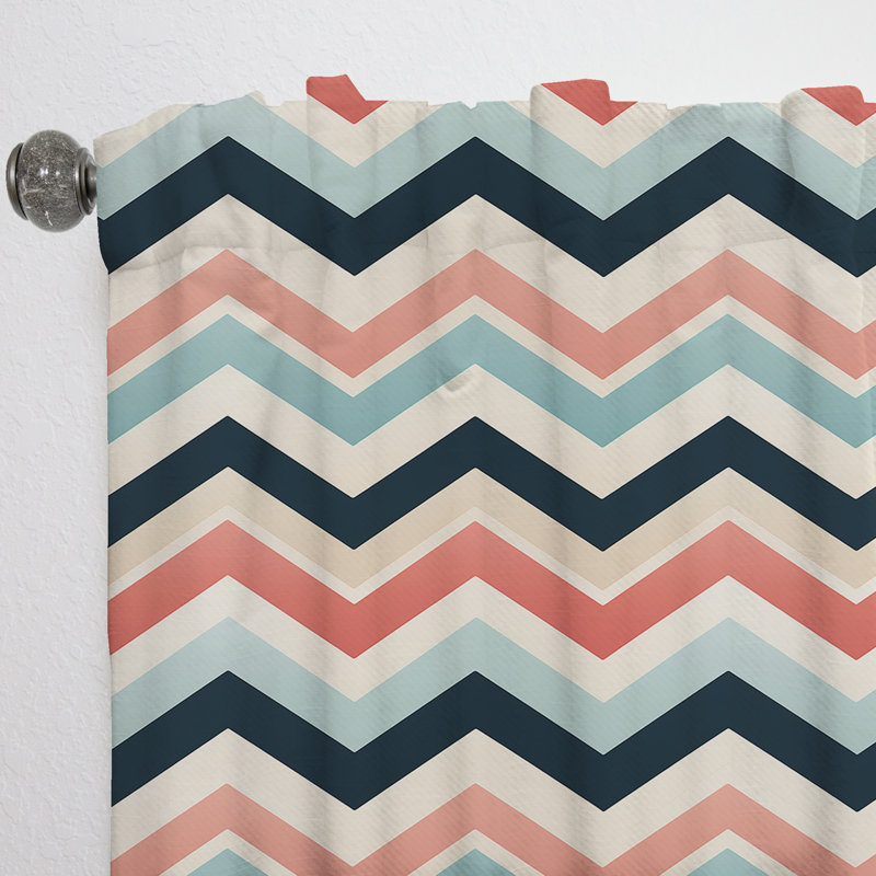 Chevrons I - rideaux obscurcissant - couleur douce doux multicolore à chevrons rétro I - 1 panneaux, L 52 po x L 108 po