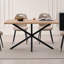 Table de salle à manger rectangulaire 55,1 "pour 2 4 personnes, petite table de cuisine moderne Mid-Century avec pieds croisés en métal pour appartement, salle à manger-1262984316
