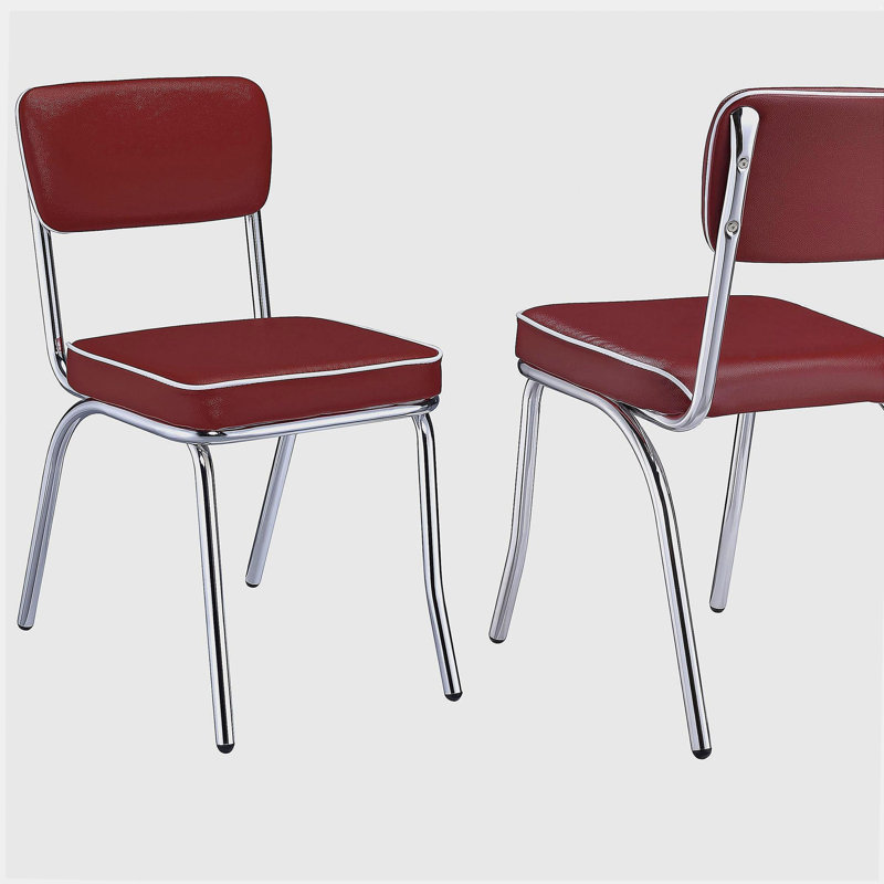 Chaises d'appoint rembourrées rouges et chromées (ensemble de 2)