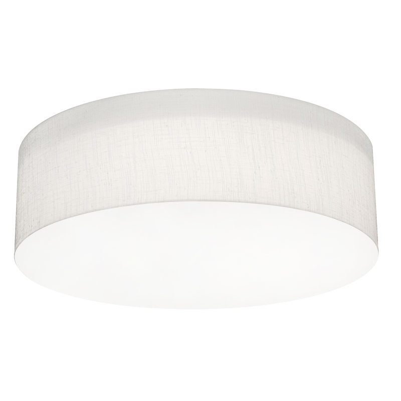 Plafonnier encastré cylindrique à 1 lumière Kley, Lin blanc, H 5,5 po x l 15 po x P 15 po, Non
