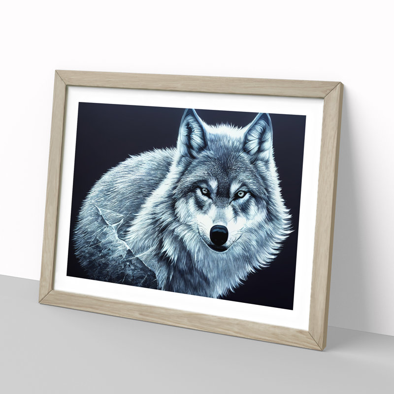 XH1022-10273X Wolf Portrait Vol.3 - Single Picture Frame Print, 25cm H x 34cm W x 2cm D, Oak Framed