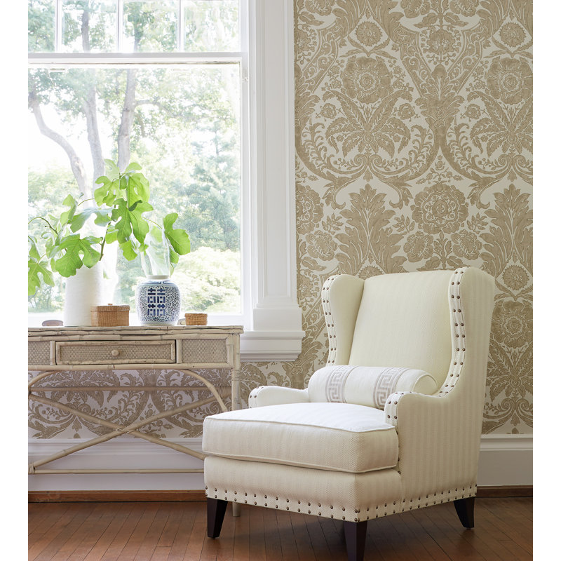 Oriana Damask Wallpaper Roll, Espresso