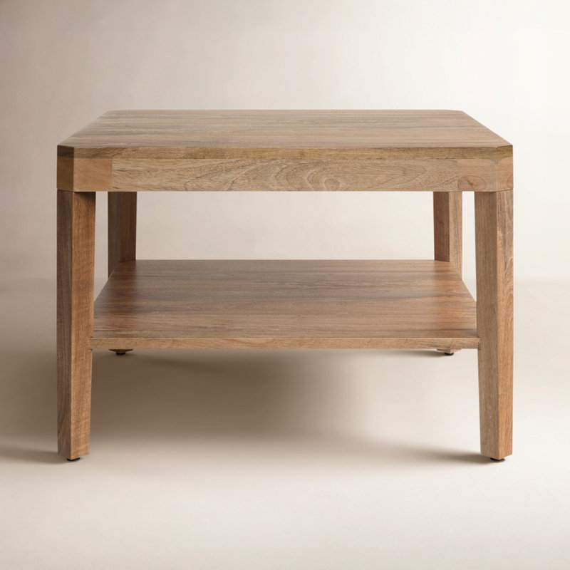 Ardentown Transitional Two-Tiered Square Coffee Table, Natural