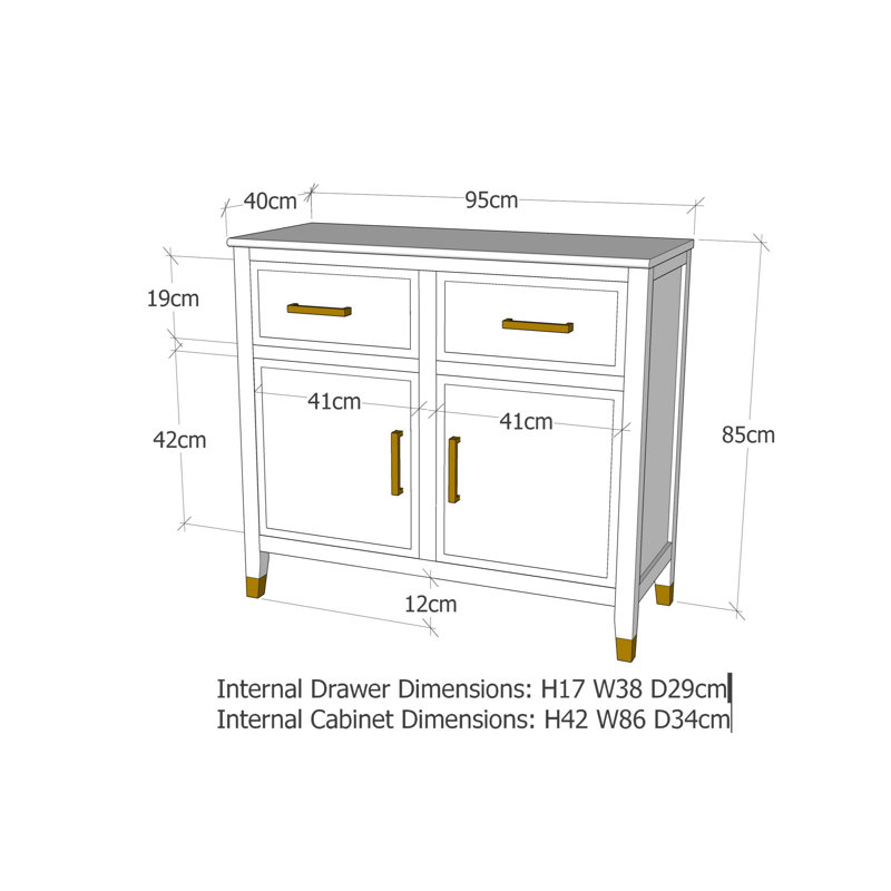 Aldena 95cm Sideboard, Navy