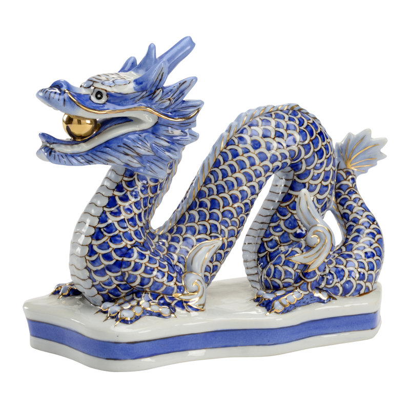 Fantasy & Sci-Fi Figurines & Sculptures, 7" H x 8.5" W x 3.5" D, Blue/White