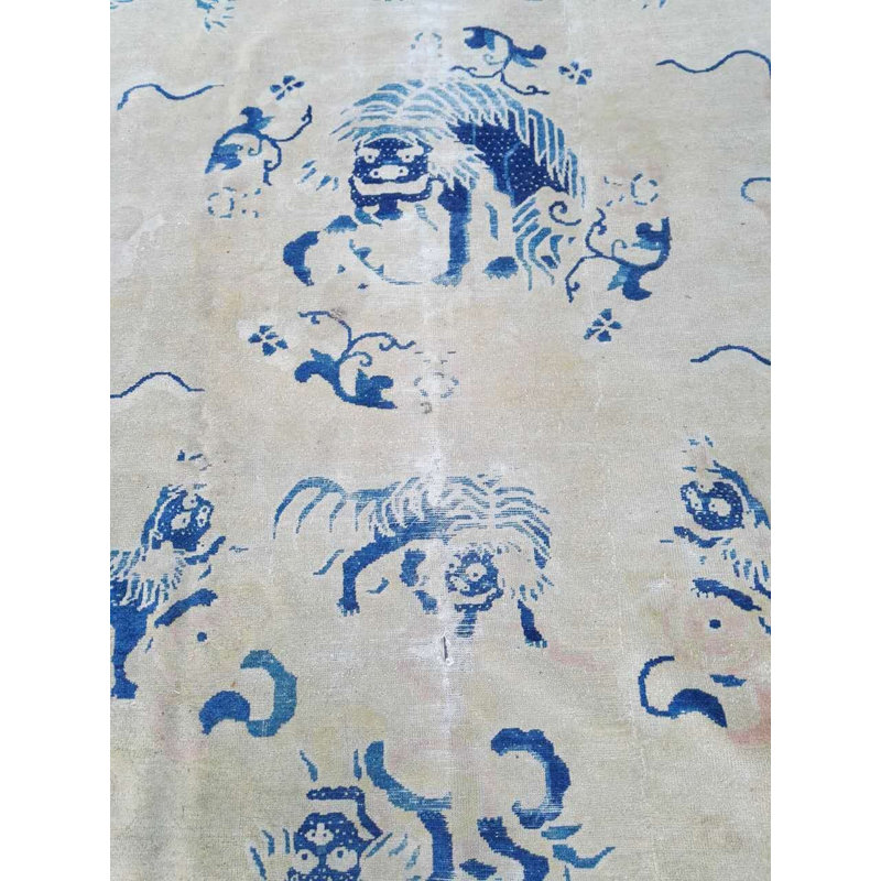 Antique Peking Chinese Allover Ivory 1880s Rug