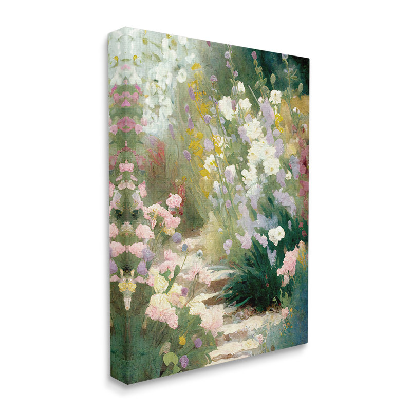 «Garden Flower Path», art mural sur toile par Gina Kelly, H 40 po x l 30 po