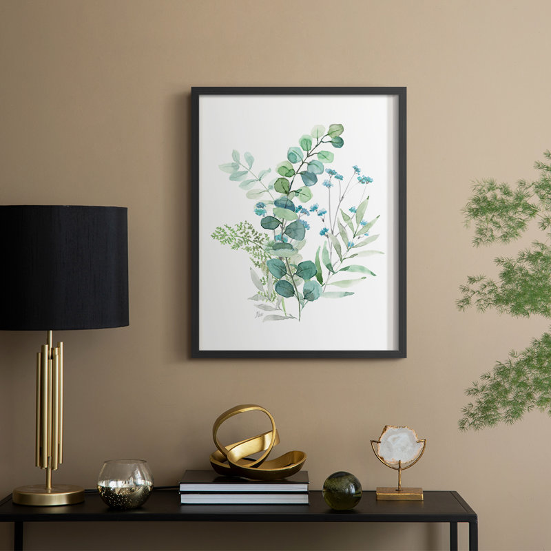 «Blue Mist Eucalyptus I», reproduction encadrée - bois massif, Noir, noir, noir, noir, H 15 po x l 12 po