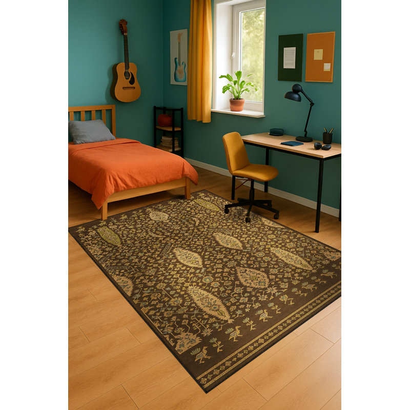 Tapis tissé orange traditionnel Mosso, 3'3" x 4'11"