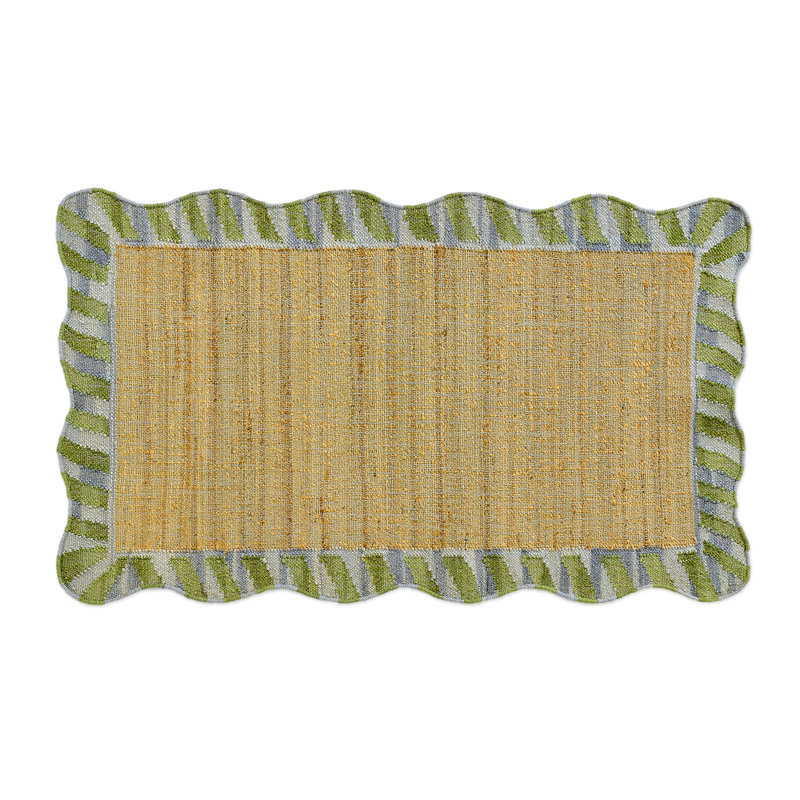 Jute Scalloped Purple and Green Rug, Rectangle 3' x 5'