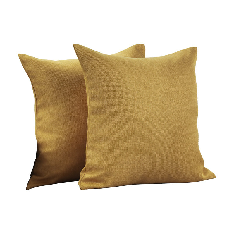 Housses de coussin rectangulaires en lin uni, Jaune moutarde