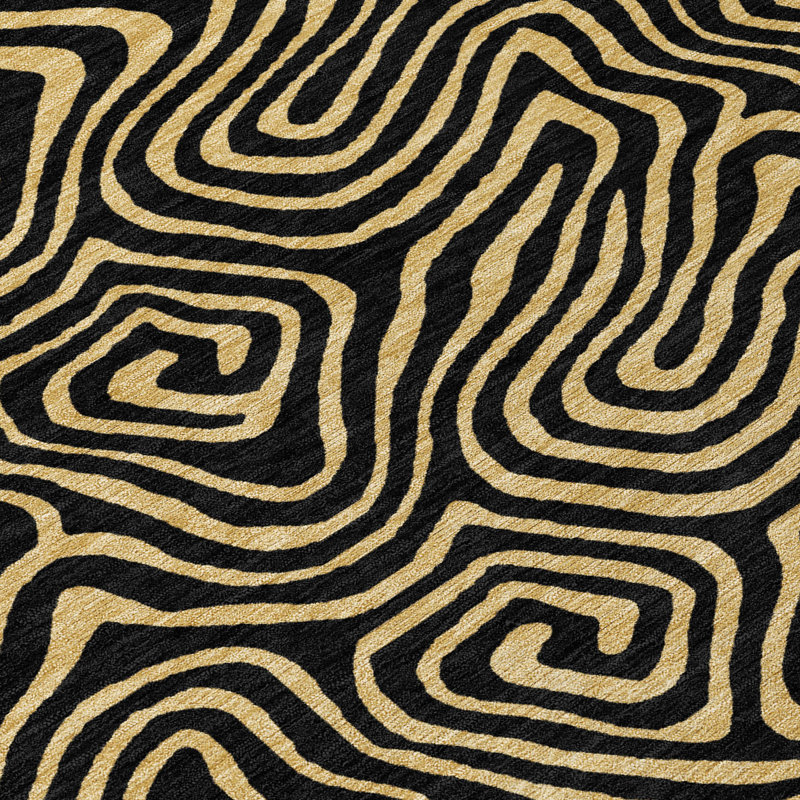 Addison Black Synthetic Machine Washable Indoor/Outdoor Rug 2'3" x 7'6"