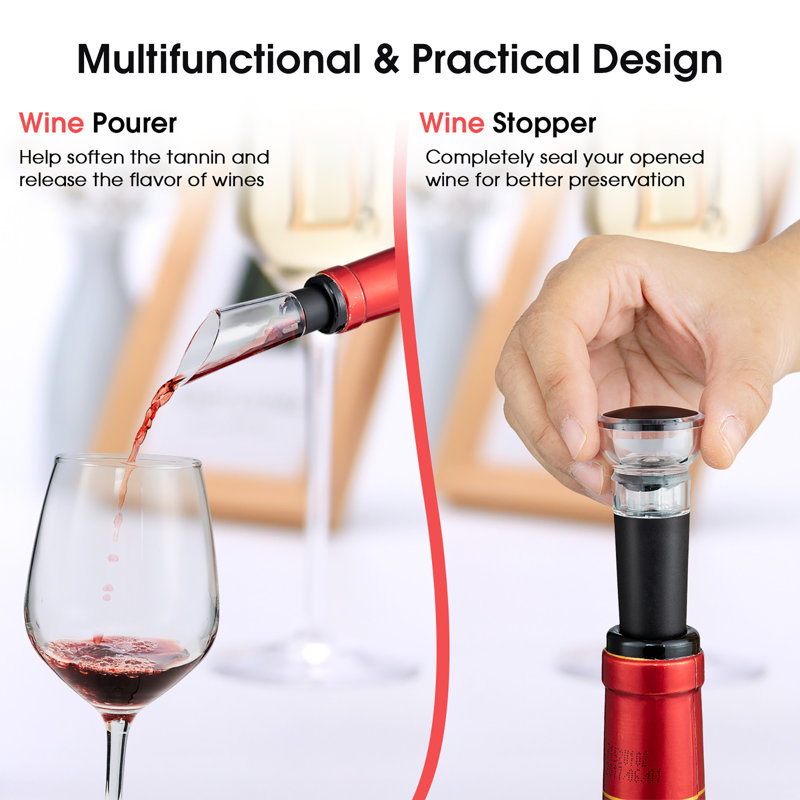 Stainless Steel Rechargeable Electric Wine Bottle Opener Set with Foil Cutter