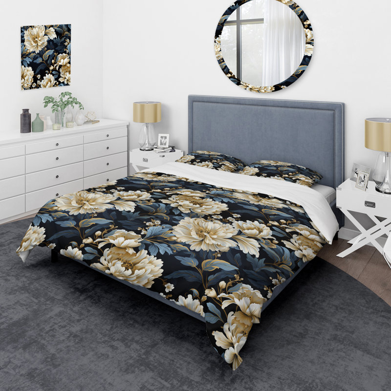 Ensemble de housse de couette beige et bleu, Housse de couette pour très grand lit et 2 très