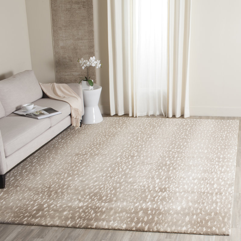 Tapis en laine / viscose / coton noué à la main Savorey gris foncé / gris clair, Rectangle 9 pi x 12 pi