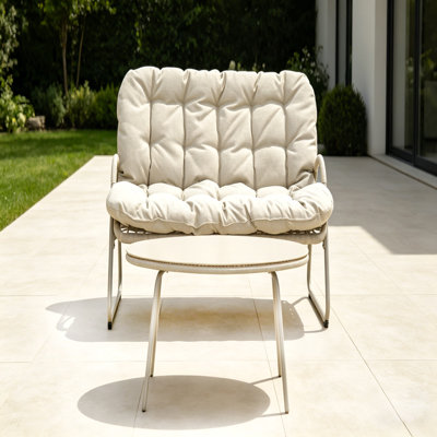 Chaise double en rotin PE de qualité supérieure avec structure en métal - Confort et durabilité ultimes pour votre patio
