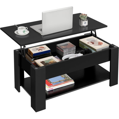 Lift Top Coffee Table w/Hidden Storage Compartment and Storage Shelf - Lift Tabletop for Living Room Reception Room -  Latitude Run®, 05F82D64DED24E4189812D3C301C95C1