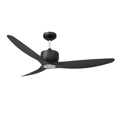 Ventilateur de plafond ECLONT 52 noir mat et nickel satiné - télécommande, 3 vitesses, cote d'humidité