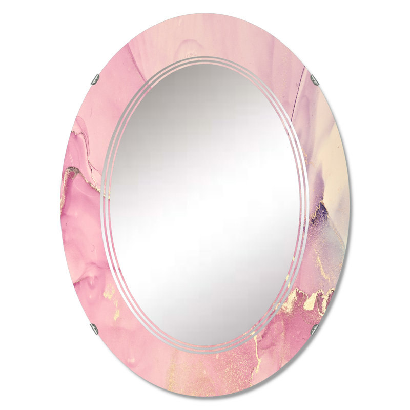 Miroir mural rose Modern Waves II, 30 po x 20 po