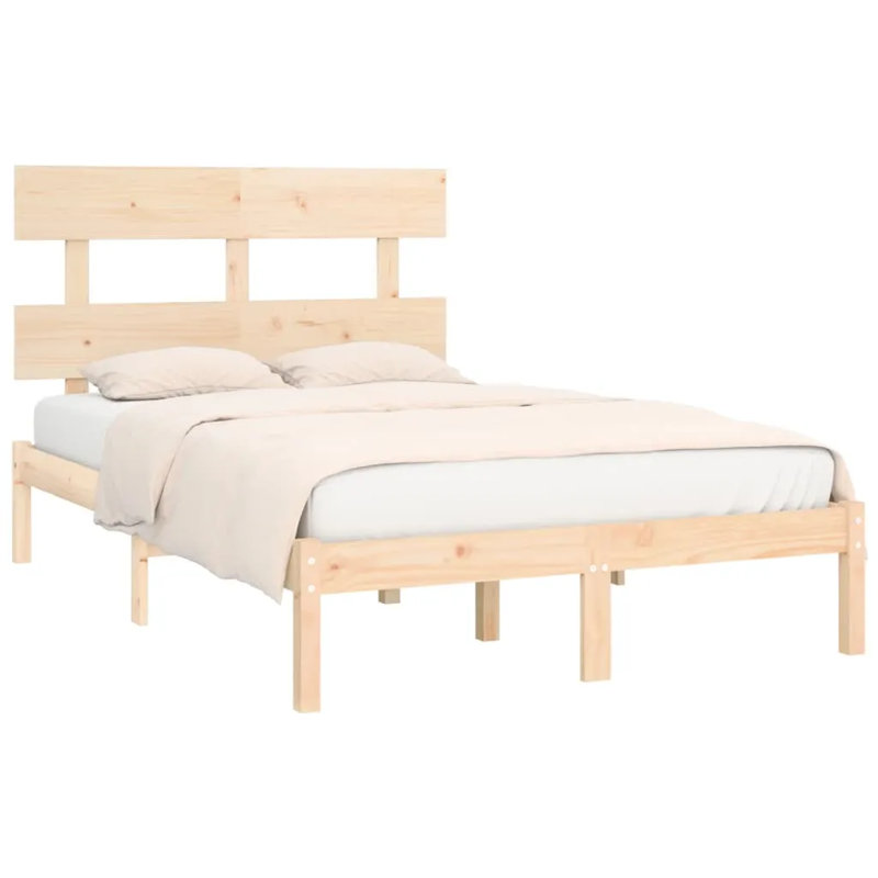 Bed Frame Solid Wood, natural, 120 x 190 cm