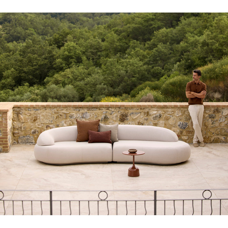Savannah 71.7'' Wide Aluminum Patio Sofa with Cushions, Sand, Sand, Right Hand Facing