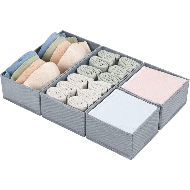 Blended Fabric Drawer Organizers, Grey