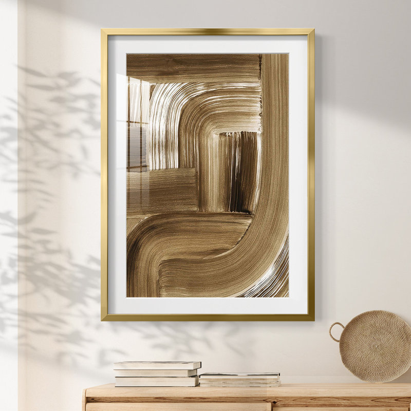 Mud Sketch II -Framed Print, 25.5" H x 17.5" W, Gold