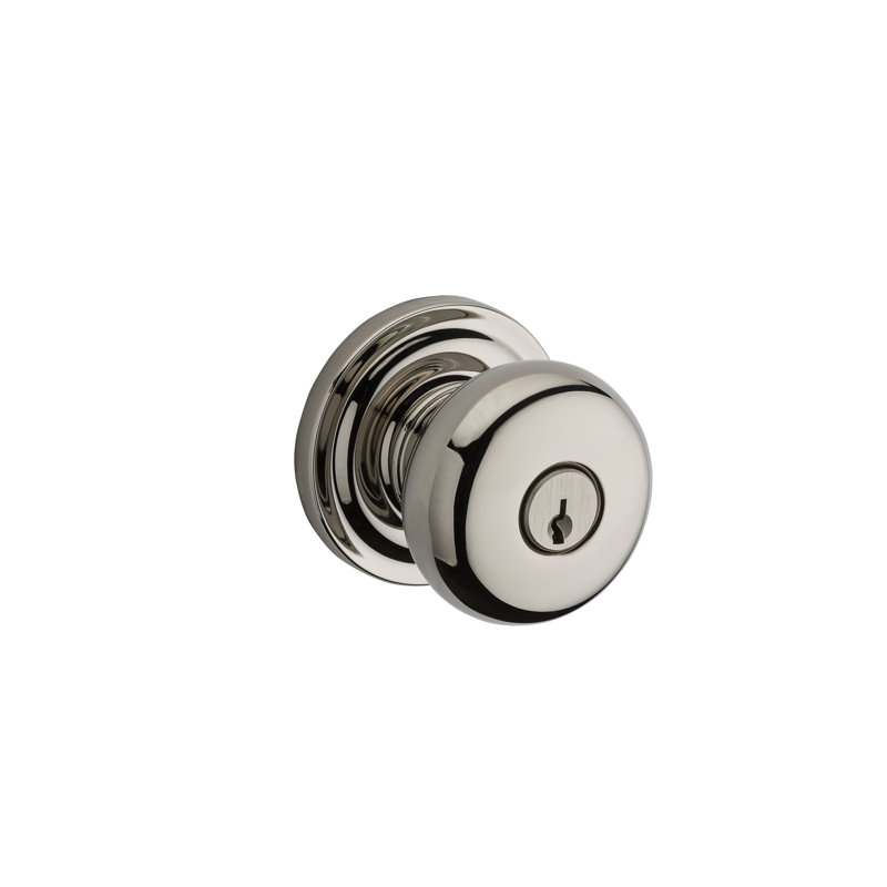 Round Keyed Door Knob with Traditional Round Rose, Polished Nickel, Keyed Alike, Yes