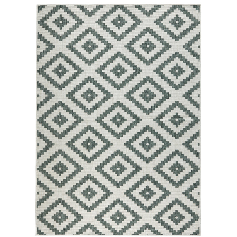 Malta flat-weave rug in green/cream, Rectangle 200 x 290cm