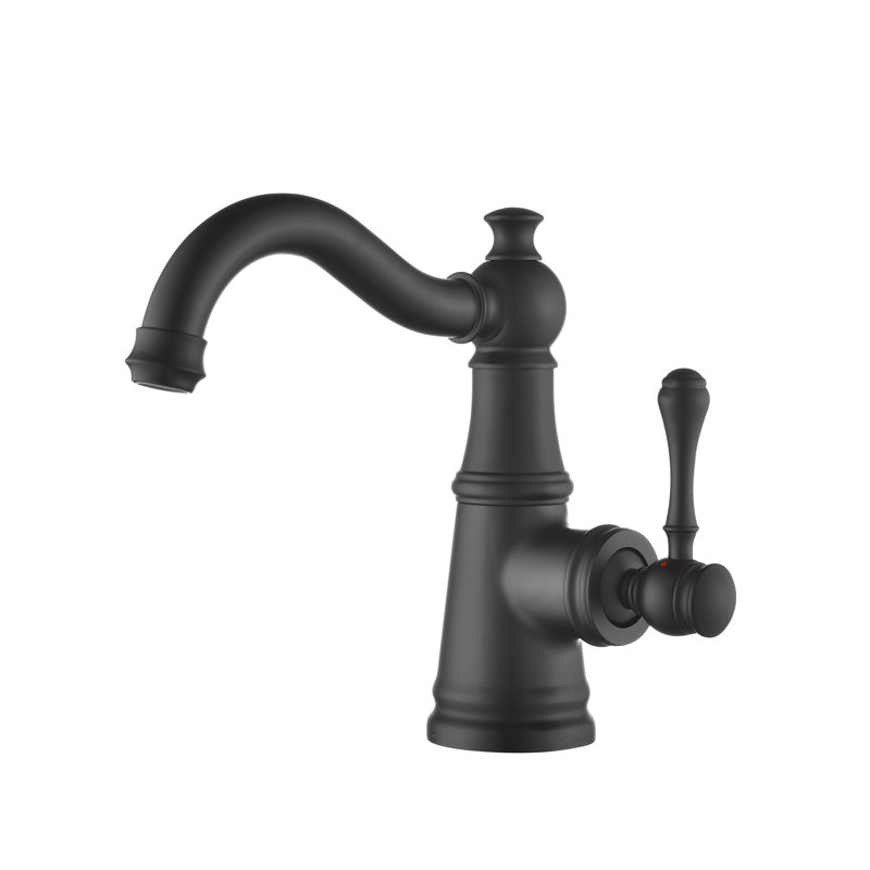 8"H Solid Brass Single-Handle Bathroom Sink Faucet, Matte Black