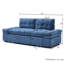 Lit convertible convertible 3 en 1 bleu pour dortoirs et petits espaces, coussins de dossier moelleux, structure en métal, revêtement en lin respirant, rembourrage à haute élasticité-1035605069
