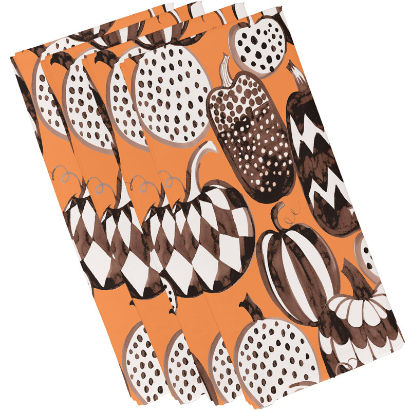 Mitesh Polyester No Pattern Square Napkin, Orange