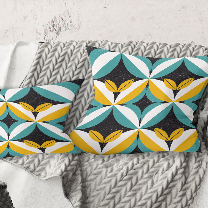 Coussin décoratif rétro Mid-Century, 16 po x 1 po