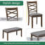 Ensemble de salle à manger 6 pièces en bois élégant: table rectangulaire et 4 chaises + banc, pour 6 personnes