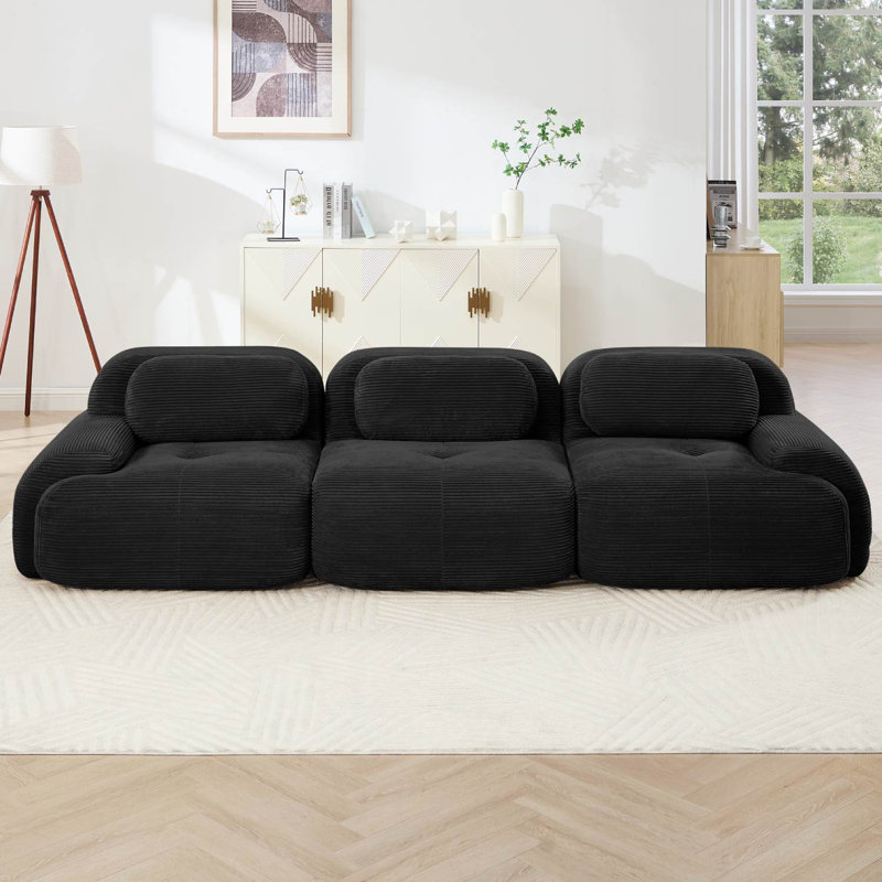 117.3" Oversized Upholstered Corduroy Sofa, Black