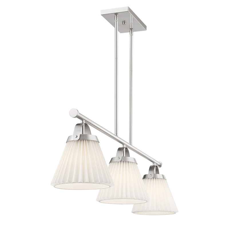 Omoro 3-Light Linear Chandelier in Brushed Nickel, Brushed Nickel