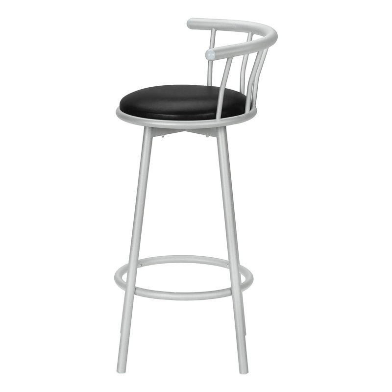 Kea Swivel Barstool Chair Set Of 2, Low Curved Back, Faux Leather, White;Black