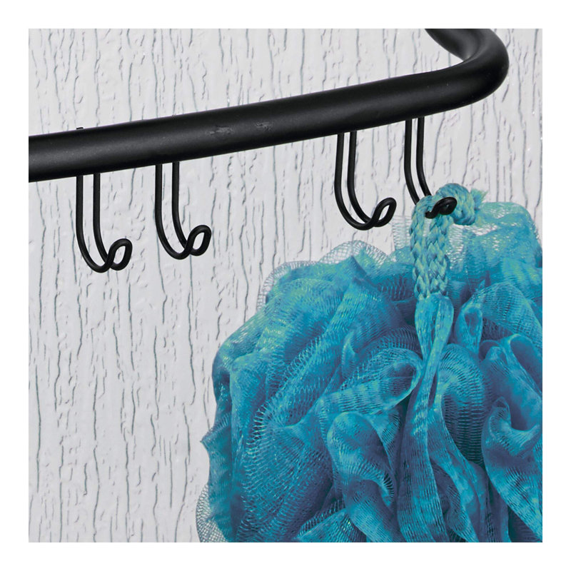 Matte Black Metal Over-the-Door Shower Caddy with Hooks