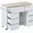 Rubberwood table kitchen trolley storage, with kitchen island trolley with 8 pull-out drawers, including a utensil organizer, and 5 wheels, suitable for kitchen, dining room, white-365387754