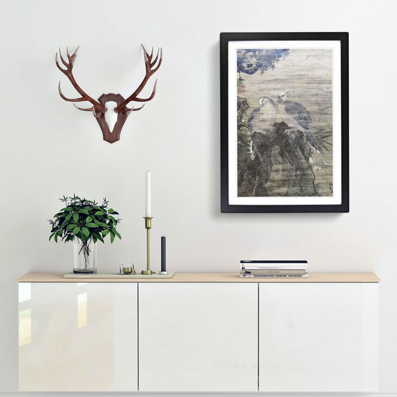 Birds by Lu Ji - Framed Print, 50cm H x 35cm W x 2cm D, Black