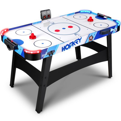 Rioloiuy 58" LED Light-Up Air Hockey Table - Arcade Style Air Hockey Game Set w/Accurate Electronic Scoring