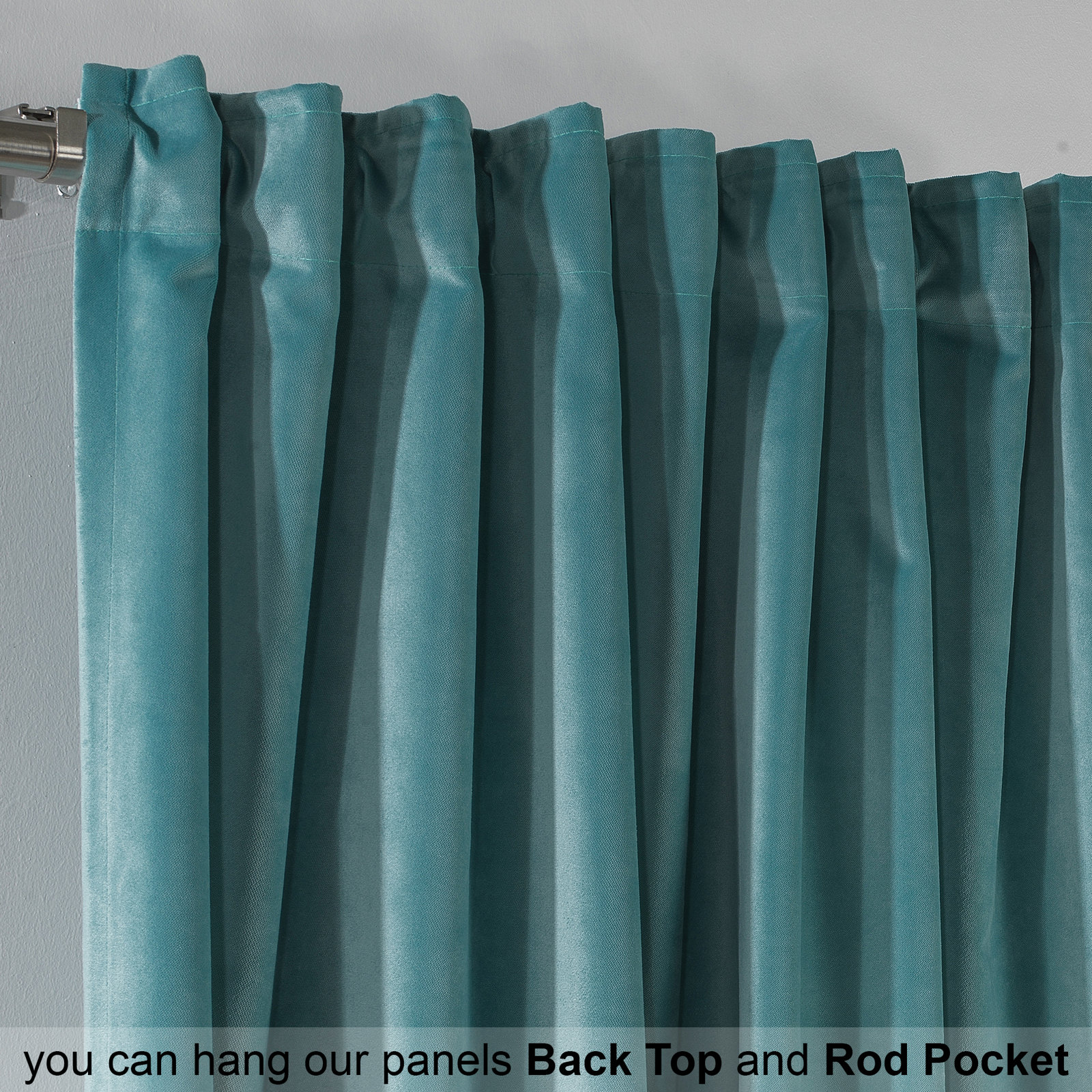 Matte Velvet Room Darkening Curtain Panel Set, 39 Bluish Green, 52" W x 108" L