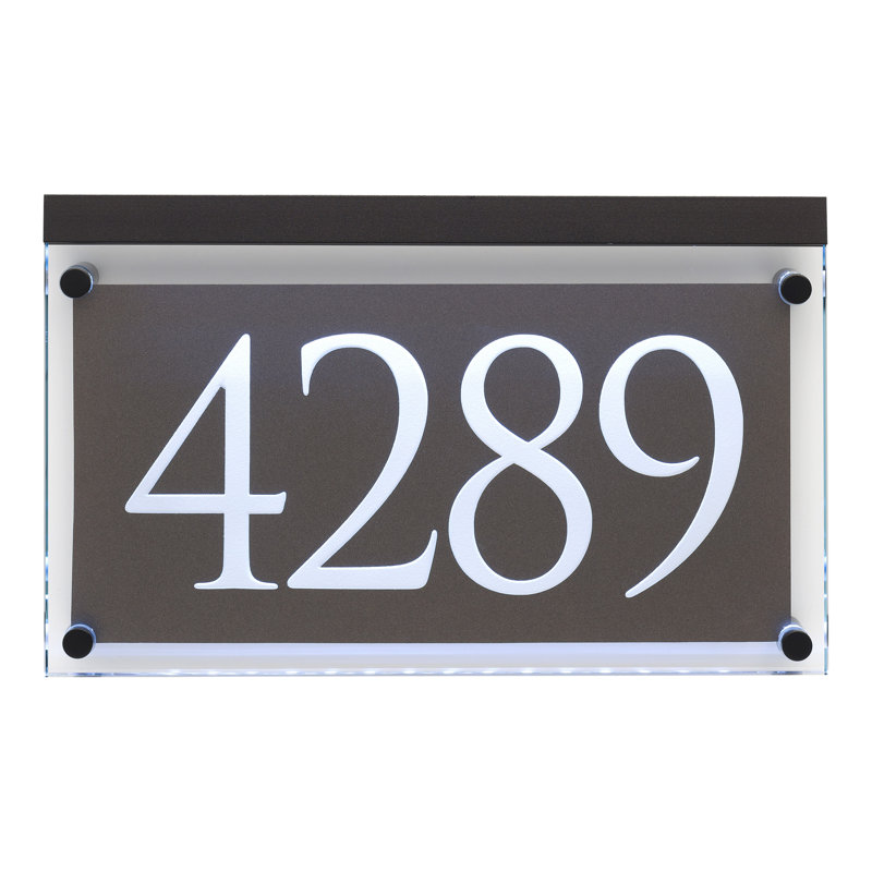 Metallic Crystal LED Lighted Trajan Engraved 1-Line Address Sign, Yes, Black