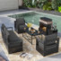 Abdullah 5-Piece Modern Aluminum Outdoor Patio Furniture Set with 50000-BTU Outdoor Propane Fireplace,Coffee Table